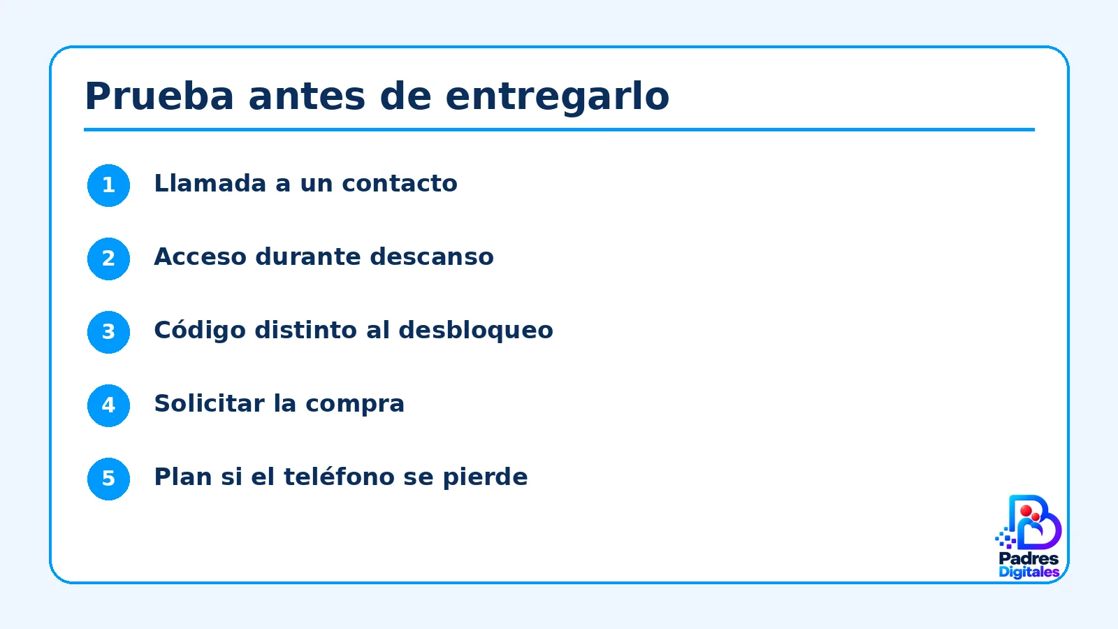 Lista visual de comprobaciones para iPhone de un menor para emergencias