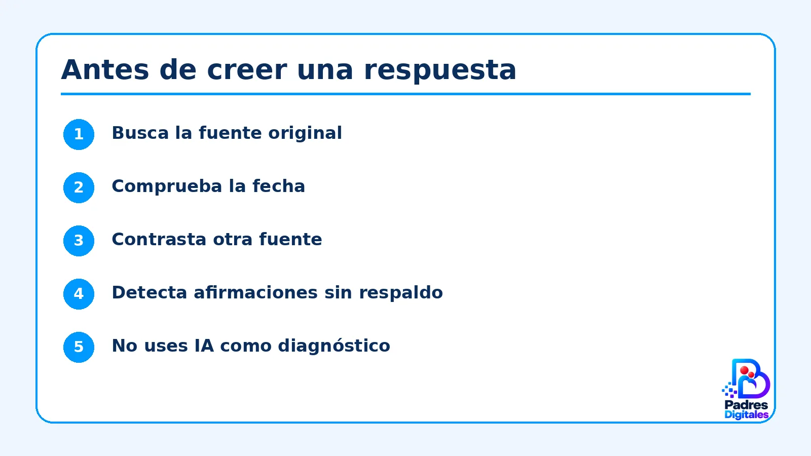 Lista visual de comprobaciones para reglas familiares para usar inteligencia artificial