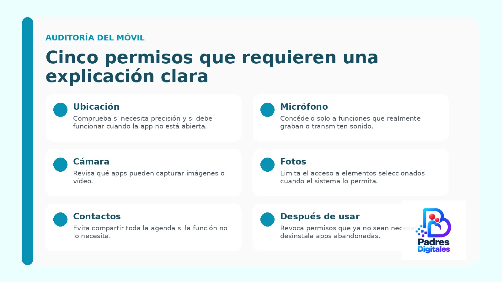 Cinco permisos sensibles que conviene revisar en el móvil de un menor