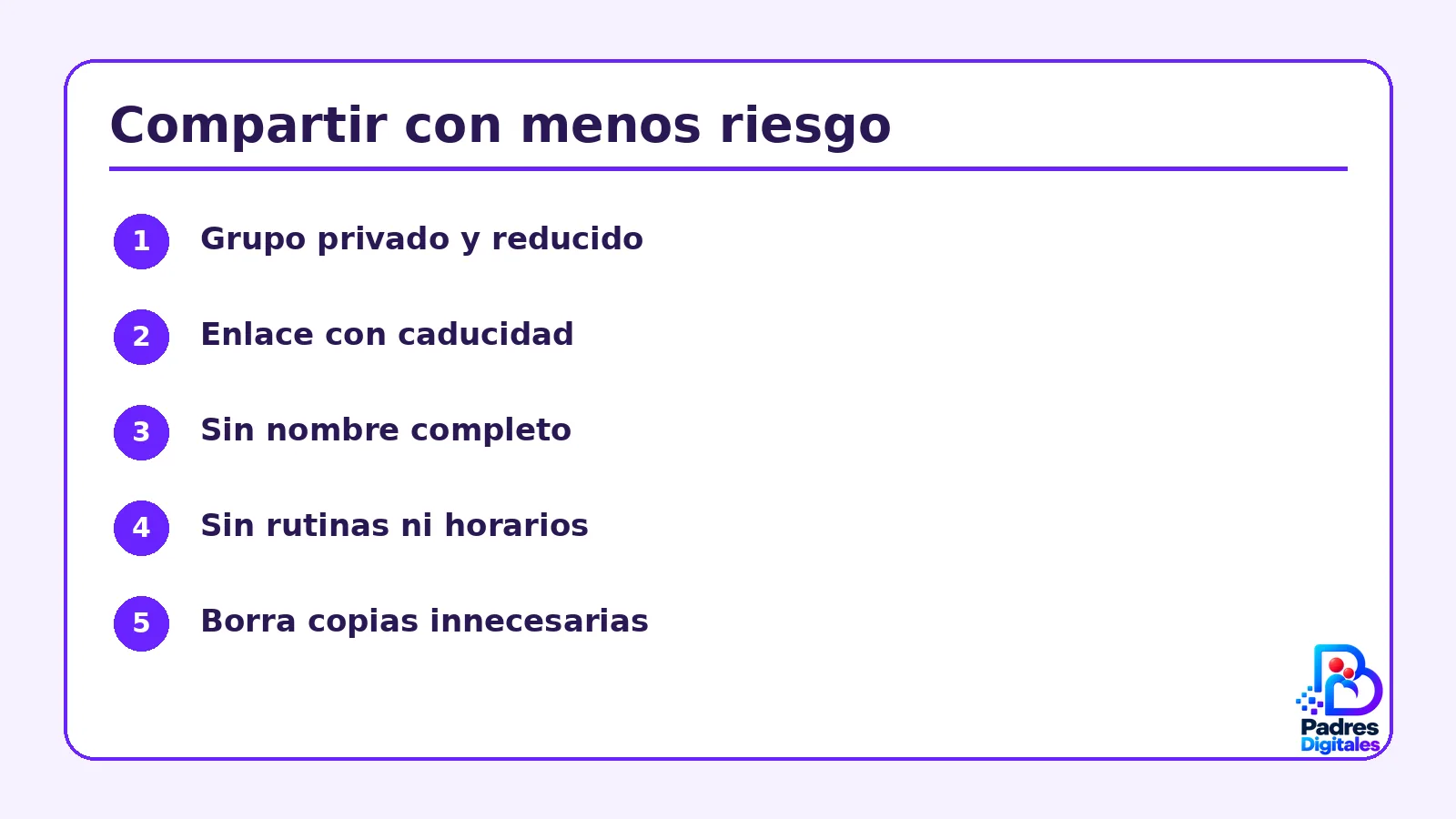 Lista visual de comprobaciones para sharenting responsable