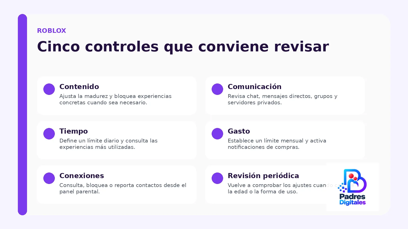 Cinco controles de Roblox que conviene revisar para una cuenta de menor