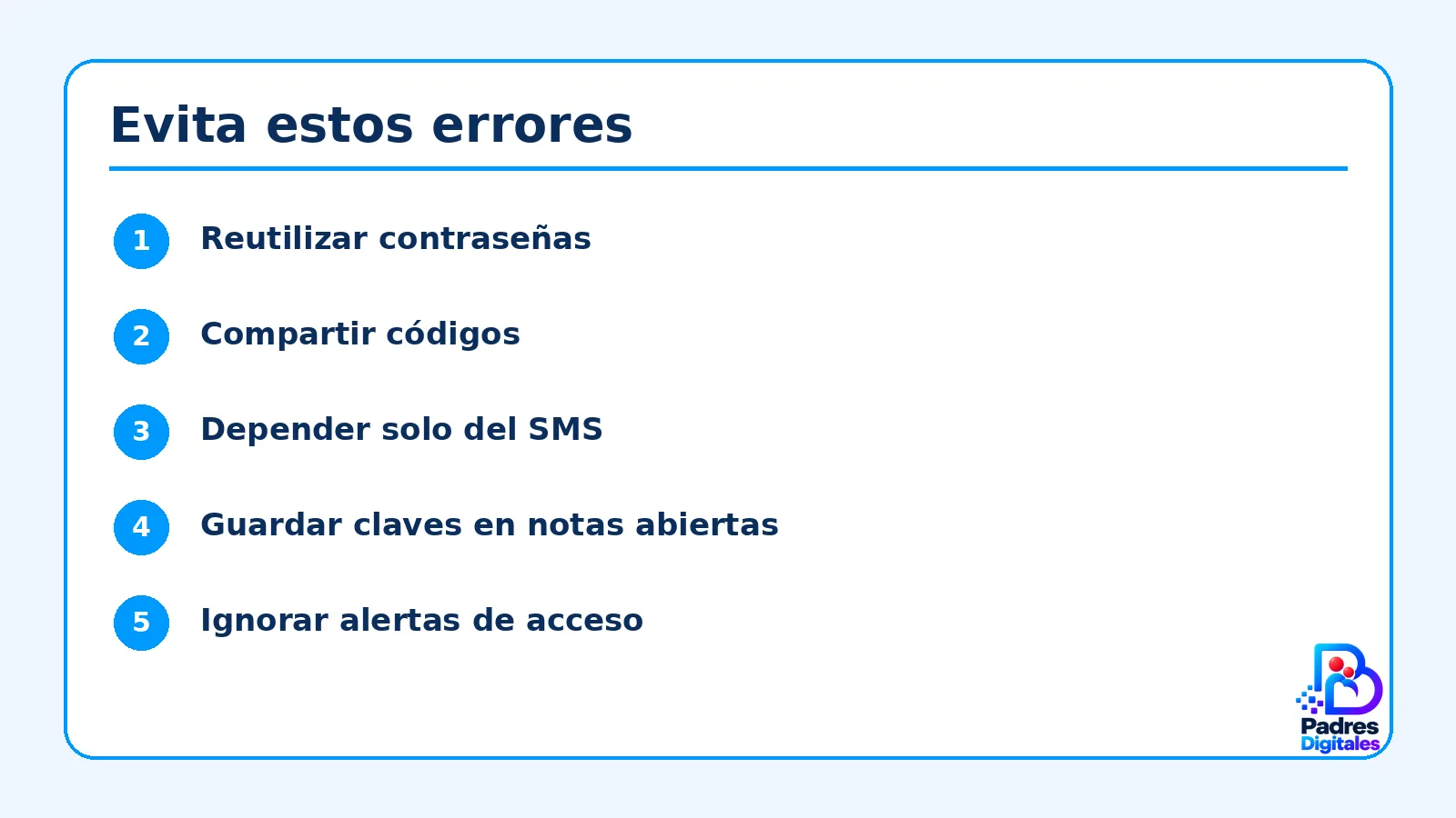 Lista visual de comprobaciones para doble factor en familia