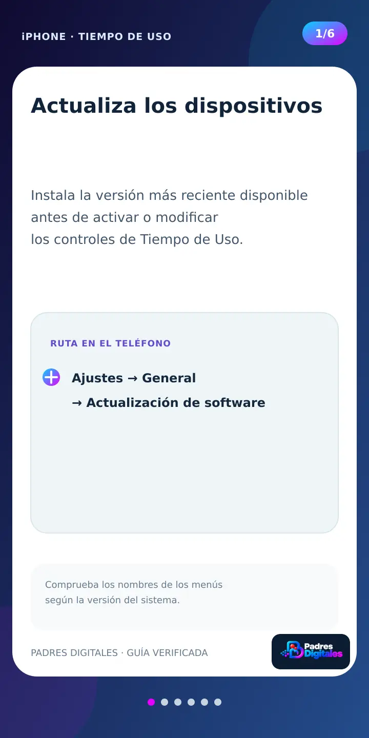 Paso 1 de Tiempo de Uso dentro de un iPhone: actualizar los dispositivos