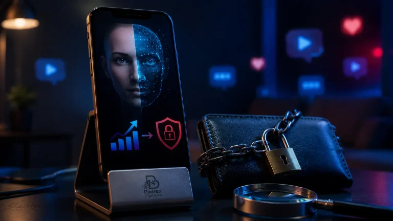 Vídeo deepfake de una falsa inversión en redes sociales junto a una cartera protegida