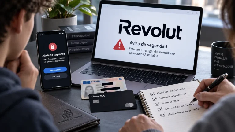 Imagen editorial sobre una alerta de seguridad de Revolut y datos personales protegidos